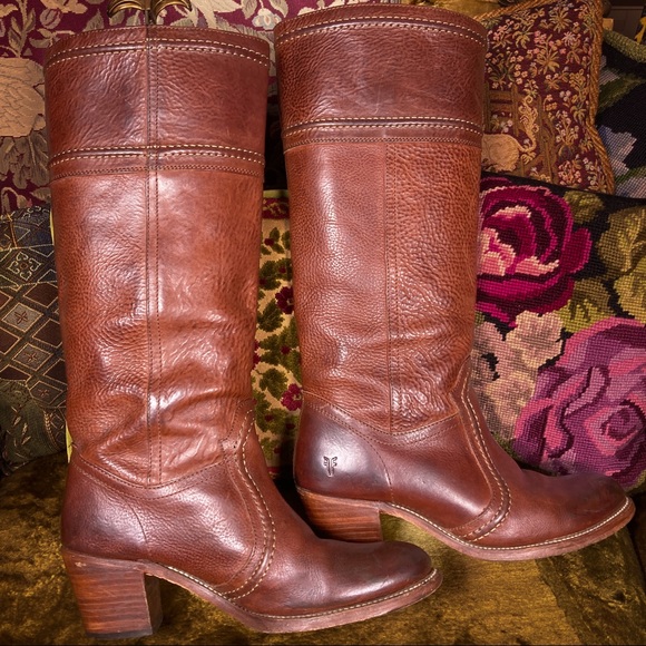 Frye Shoes - Frye Jane Boots Tall Knee High Riding Style Boho Brown sz 9